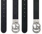 New Gucci Gg Marmont Blue Dark Blue Reversible Leather Canvas Logo Belt 100/40