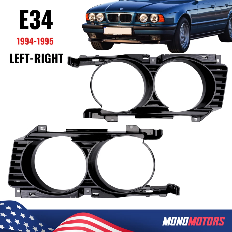 Par de rejillas de faros de plástico para BMW E34 530i 540i 1994 1995 Foto 1 de 4
