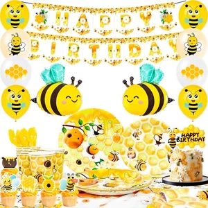 Bee Birthday Party Supplies, Bee Party Decorations Cup Tableware Plates Balloons - Picture 1 of 10
