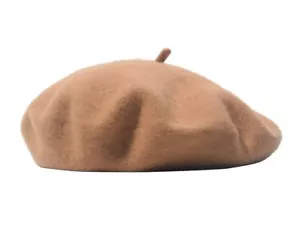 Wool French Beret for Women & Men Solid Color Warm Beanie Artist Hat - Picture 1 of 4