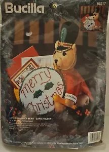 Bucilla Little Drummer Bear Christmas Card Holder Kit Appliqué Embroidery Vtg - Picture 1 of 7