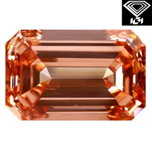 Diamante CVD rosa intenso elegante certificado IGI 1,30 quilates corte esmeralda (8 x 5 mm) VS2 - Imagen 1 de 3