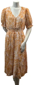 NY Collection Midi Dress Womens size Large Petite PL Orange White Sheer New - Picture 1 of 7