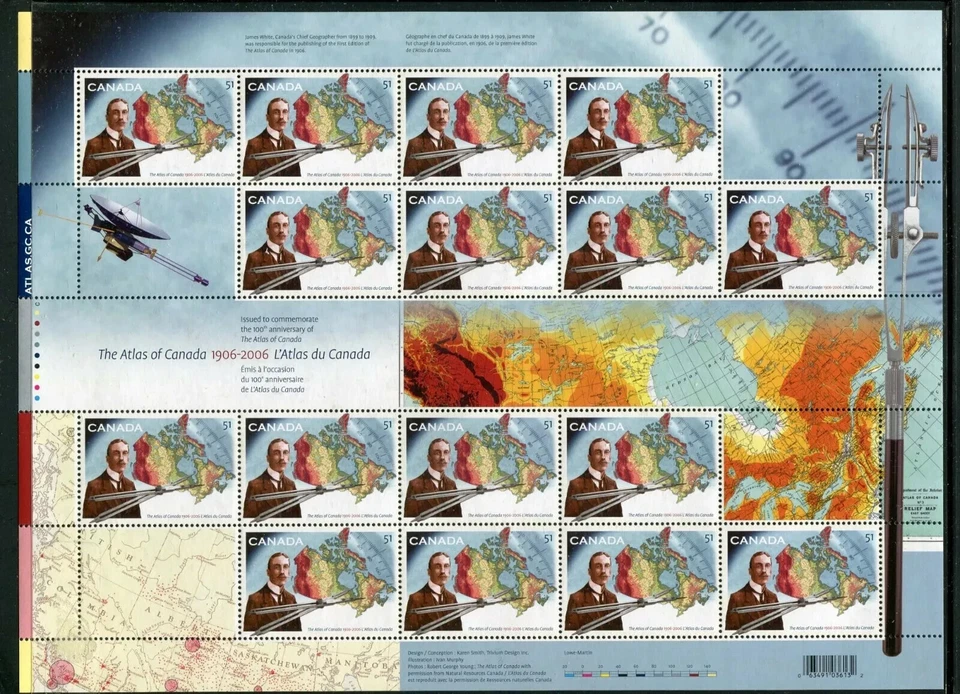 Canada - Scott 2160 - Full Pane of 16 Stamps - Atlas of Canada Centenary - MNH - Image 1 of 1