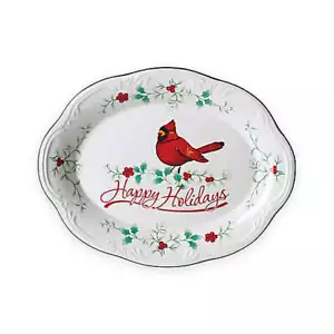 Winterberry Christmas Cardinal Oval Platter 10.95in x 8.62 in - Picture 1 of 1