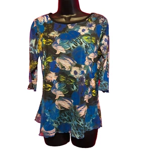 #8719 YAK EXCLUSIVE WOMENS Y2K FLORAL 3/4 SLEEVE SIZE L - Picture 1 of 5