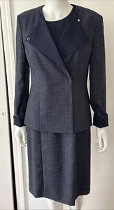 Boss Hugo Boss Woman Blue & White Check Jutali Suit Jacket & Sheath Dress Size 8 - Picture 1 of 21