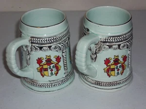 Set of 2 Coat Of Arms Shields Tankard Ceramic Mugs Made in Japan Nice L@@K - Picture 1 of 7