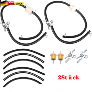 2x Universal Benzinhahn 5-6mm Ø 2x Filter 6mm Ø 6x Schlauch für Moped Quad ATV - Bild 1 von 16