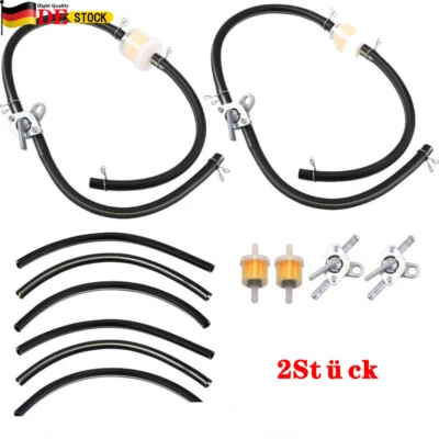 2x Universal Benzinhahn 5-6mm Ø 2x Filter 6mm Ø 6x Schlauch für Moped Quad ATV - Bild 1 von 4