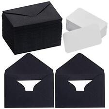Jiebor 100 Sets Mini Black Envelopes with Small Blank Gift Business Card Wedd...