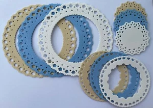 Round Circular Frames Lace Cardmaking Die Cuts Blue White Cream Circle UK Seller - Picture 1 of 2