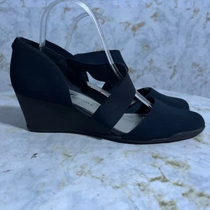 Anne Klein Sport Women's Size 10M Shoes Blue Black Strappy Comfort Wedge Heels - Picture 1 of 13