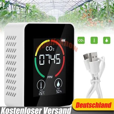 CO2 Messgerät LCD Digital Kohlenmonoxidmelder Lufttester Temperatur Detektor DEU - Bild 1 von 4