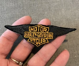 VTG OEM Harley-Davidson 3.75” small Wings Bar & Shield patch Black Orange - Picture 1 of 4