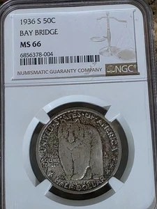 1936 S 50C Bay Bridge Opening NGC MS-66 BAY BRIDGE - Picture 1 of 3