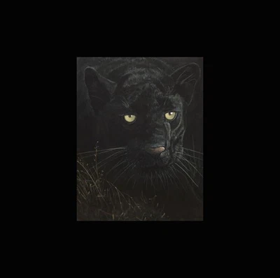 PINTURA ORIGINAL DE LA FRASE LEOPARDO NEGRO GATO REALISMO ARTE DE VIDA SILVESTRE ARTISTA DE MICHIGAN Foto 1 de 2