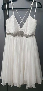 Vestido de Ocasión Raro Blanco de Gasa UK12 EU40 US8 Adornado Acampanado Hada Babydoll - Imagen 1 de 24