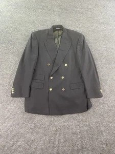 Vintage Kilgour French & Stanbury Blazer 38 L Navy Wool Double Breasted Buttons - Picture 1 of 14