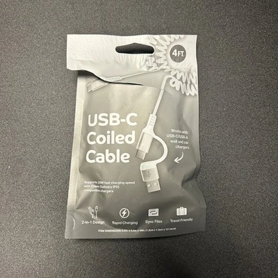 New Bytech 4 Foot USB-C Coiled Cable - Image 1 of 2