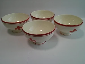 Williams Sonoma Fleur-de-lis  Red 6" Soup/Cereal Bowls (Set of 4) - Picture 1 of 8