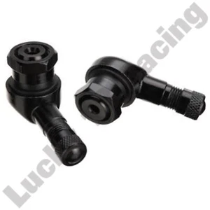 FIR aluminium tyre valve x2 90 degree angle black 11.3mm motorcycle tyre valve - Picture 1 of 3