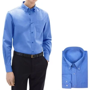 Camicia Uomo Cotone Button Down Taschino Elegante Camicie Casual Regular VEQUE - Foto 1 di 10