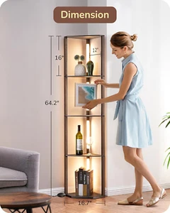 64" Corner Shelf Floor Lamp for Living Room, Modern LED Corner Light with She... - Picture 1 of 8