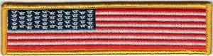 1 1/4" x 5 1/4" Yellow Border US United States American Flag Name Tape Patch - Picture 1 of 1
