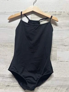 Girls Size 8-10 Bloch Black Flower Back Leotard - Very Good Used Condition - Picture 1 of 2