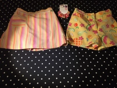 Vintage Gymboree Fruit Punch '02 shorts scrunchie cabelo lote 6 7 em excelente estado usado novo com etiquetas - Imagem 1 de 4