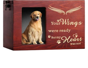 Pet Memorial Urns for Dog or Cat Ashes, Large Wooden Funeral Cremation Urns with - Picture 1 of 12