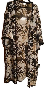 LuLaRoe XL Chloe Bohemian Overlay - Gorgeous Black & Tan Aztec Print All Over - Picture 1 of 11