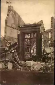 Étain Lothringen Grande Guerre Soldaten in Zerstörten Häusern Ruinen Weltkrieg - Bild 1 von 2