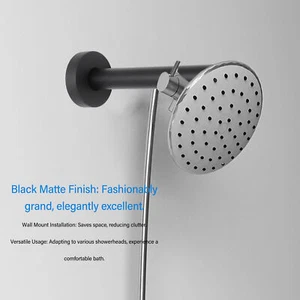 Duschkopf Verlngerung Arm Wandhalterung Edelstahl Schwarz Matt Einfach - Bild 1 von 12