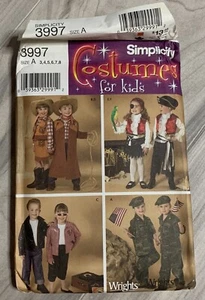 Simplicity 3997 Kinder Kostüm Schnittmuster Cowboy, Cowgirl, 50er Jahre, Pirat, Militär 3-8 - Bild 1 von 2