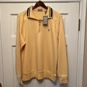 NWT $60 IZOD GOLF COTTON INTERLOCK Shirt Long Sleeve Zippered Mens Med Yellow - Picture 1 of 5