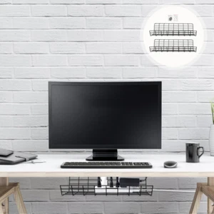 2 Pcs under Table Cable Management Rack Office Shelf Wire Storage - Afbeelding 1 van 12
