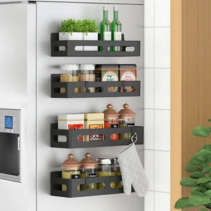 4 Stück Magnetisches Gewürzregal für Kühlschrank Organizer Bewegliches Regal Kühlschrank - Bild 1 von 12