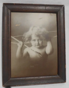 MB Parkinson Cupid Awake Copyright 1897 Pfeilbogen Baby antiker Rahmen 9,5" x 7,5" - Bild 1 von 8