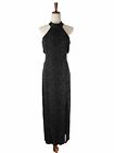 Vintage Bari Jay Maxi Dress Size 9-10 Evening Gown Halter Backless Prom Black