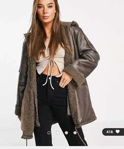 ASOS DESIGN parka coat in brown size 12 - Picture 1 of 5