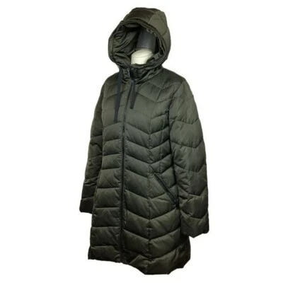 Parka TAHARI Jacqueline Maxi Plumón Verde Cazador Para Mujer Grande Foto 1 de 4