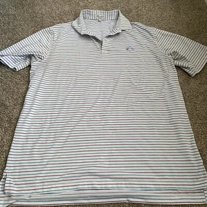 Peter Millar Mens White Striped Short Sleeve Polo Size XL - Picture 1 of 8