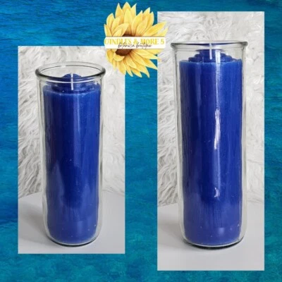BLUE Pull-Out Glass Candles Yoruba Spiritual Santeria Orisha Velas Velon IFA