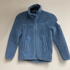 The North Face Giacca Bambina Blu Sherpa Pile Full Zip Tasche S/P 7/8 Logo - Foto 1 di 17