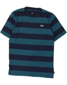 VANS Boys T-Shirt Top 12-13 Years Large Navy Blue Striped Cotton BY14 - Picture 1 of 3