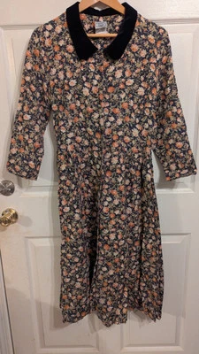 Vestido Laura Ashley Vintage Rojo/Blanco Estampado Floral Pradera Cottagecore EE. UU. 12 Foto 1 de 4