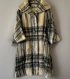 Antique 1950s/60s Paris Lilli Ann San Francisco Plaid Wool Coat - Picture 1 of 13