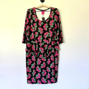 Torrid x Betsey Johnson Dress Size 2X 18/20 Peplum Cherry Print Pin-Up NWT $88 - Picture 1 of 11
